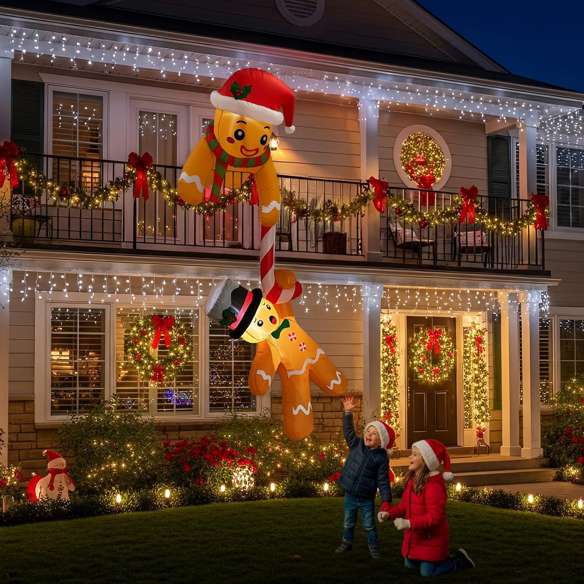 7FT Inflatable Climbing Gingerbread Christmas Display