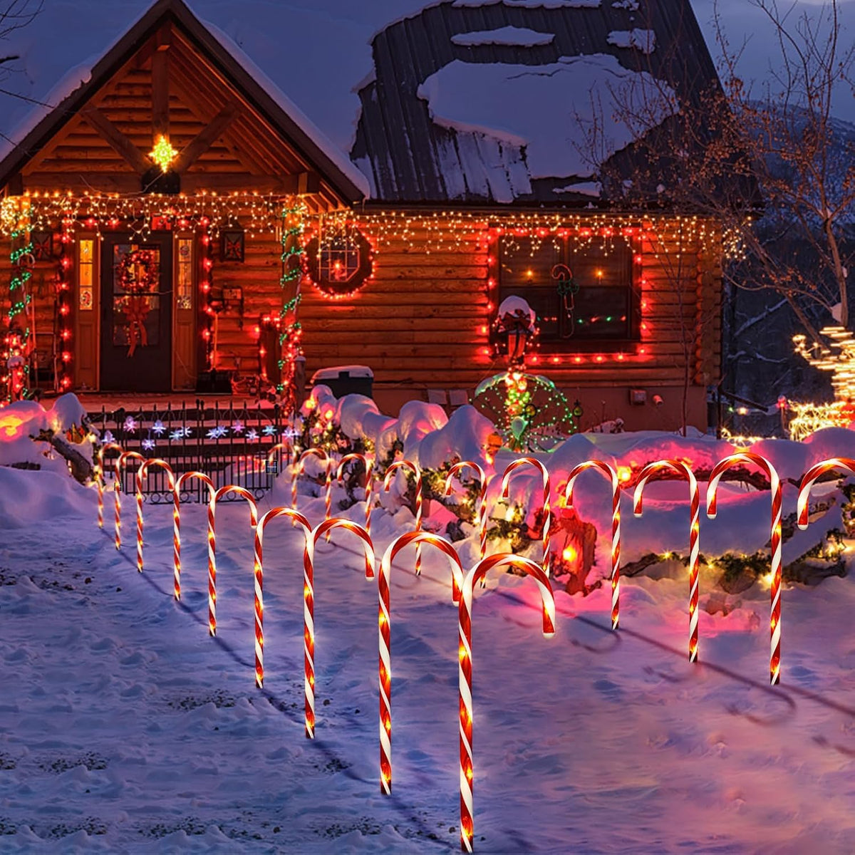 10-Pack Solar Christmas Candy Cane Pathway Lights