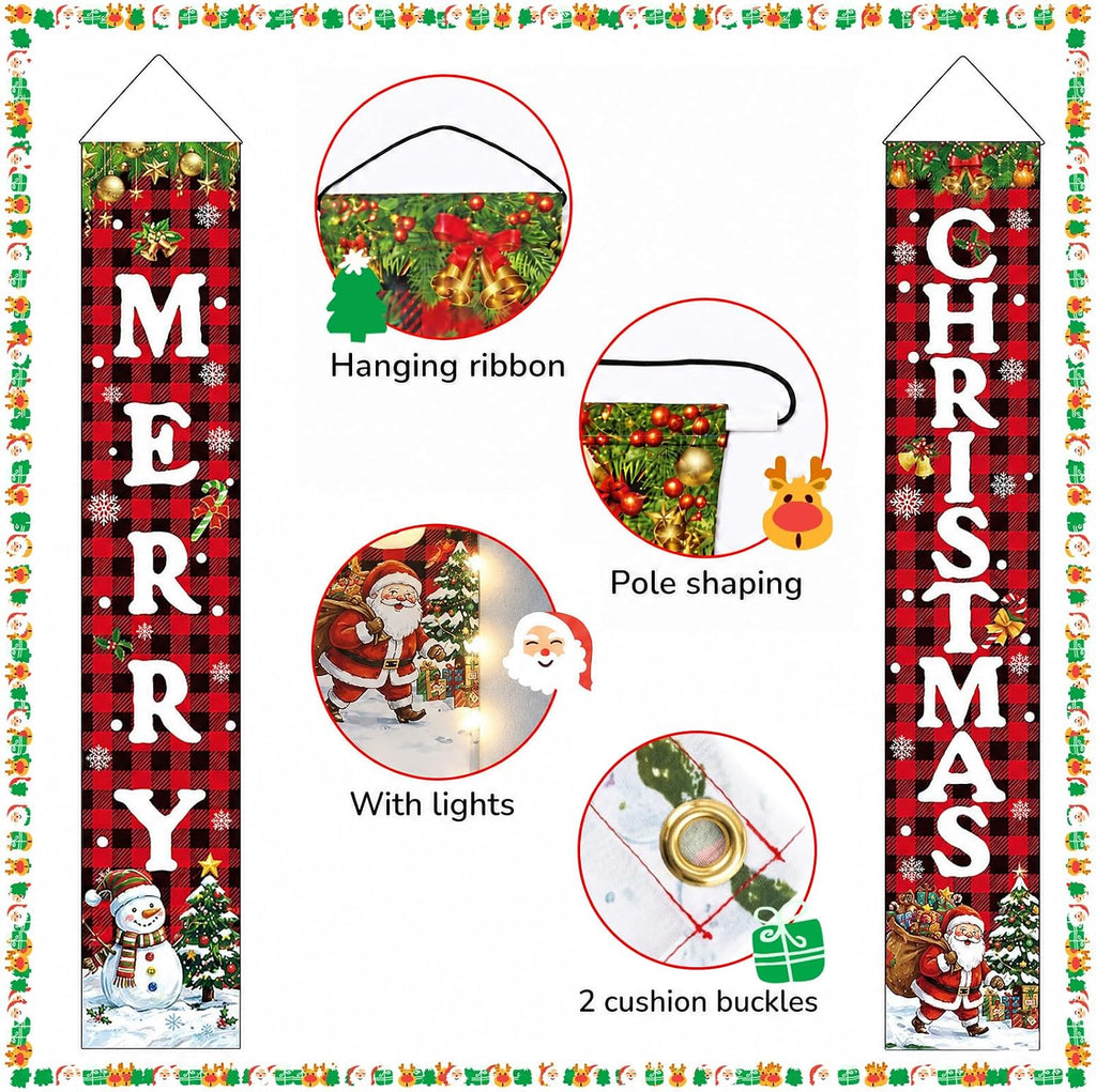 Lighted Merry Christmas Door Banner Set