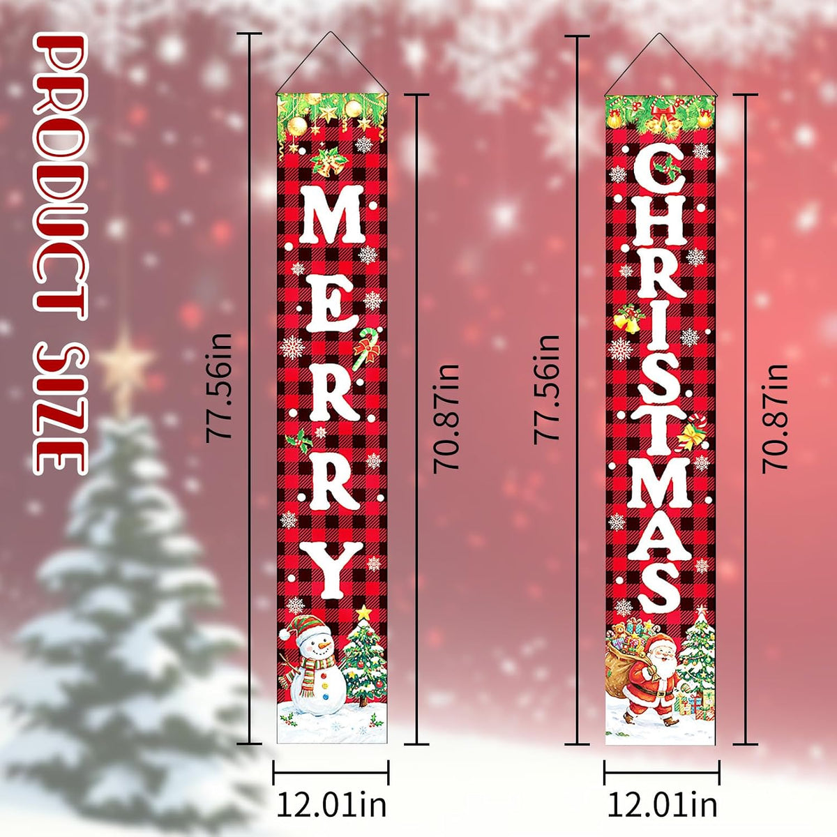 Lighted Merry Christmas Door Banner Set