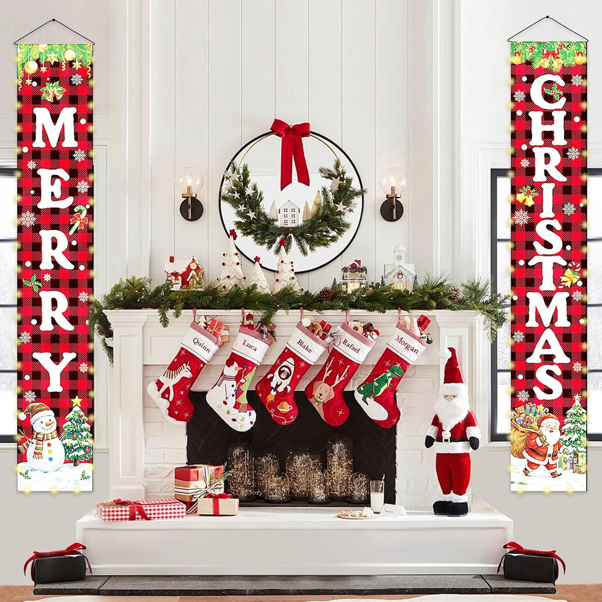 Lighted Merry Christmas Door Banner Set
