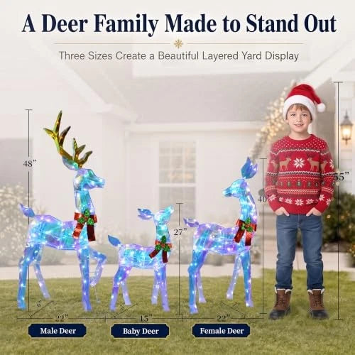 48-Inch 3-Piece Lighted Christmas Reindeer Family