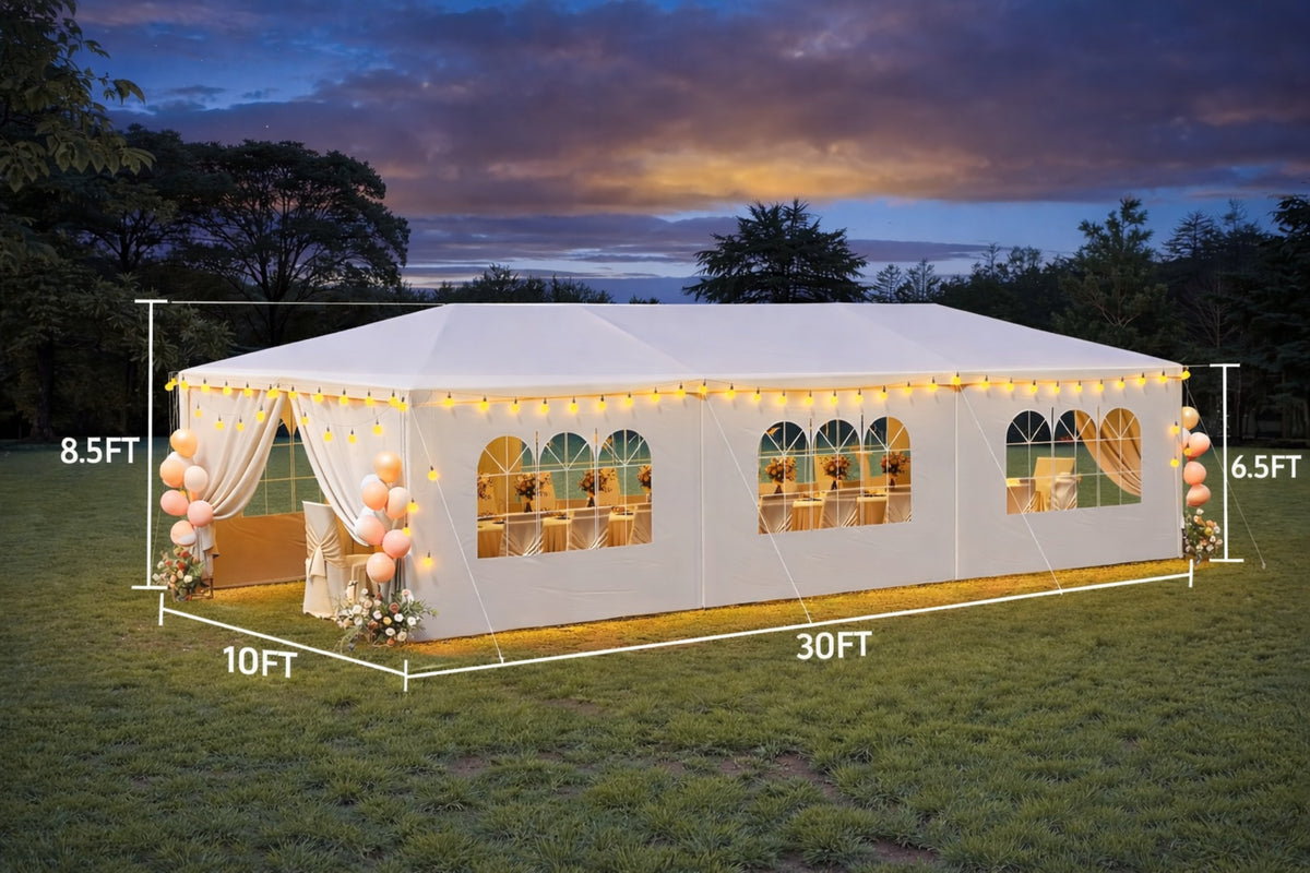 10 x 30 ft canopy tent open side entry