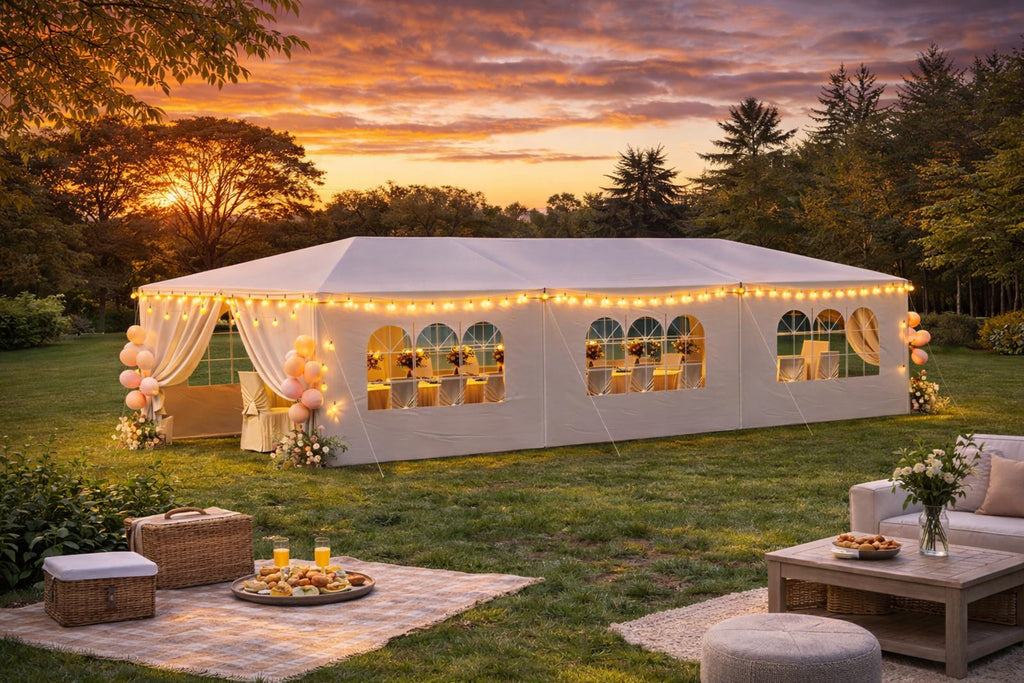 10 x 30 ft canopy tent shown as outdoor event shelter