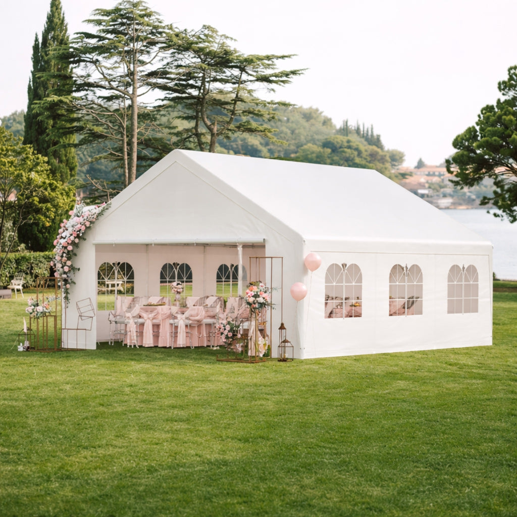 20 x 20 ft canopy tent with windows and walls