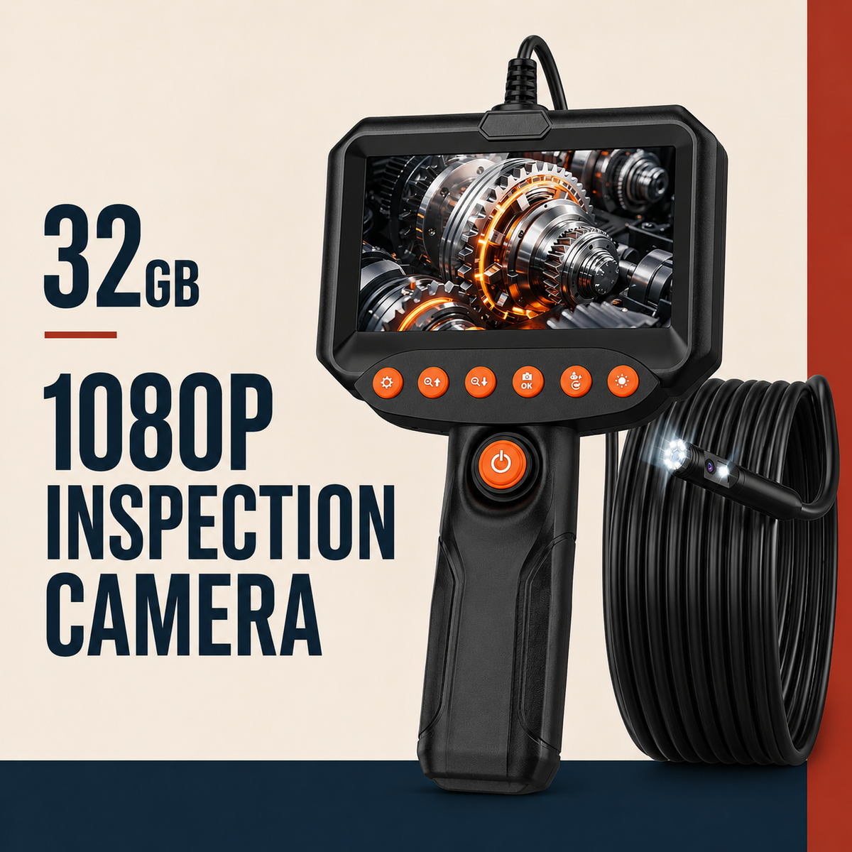 4.3 in Inspection Camera with Integrated Display & Waterproof Probe Tool Kit