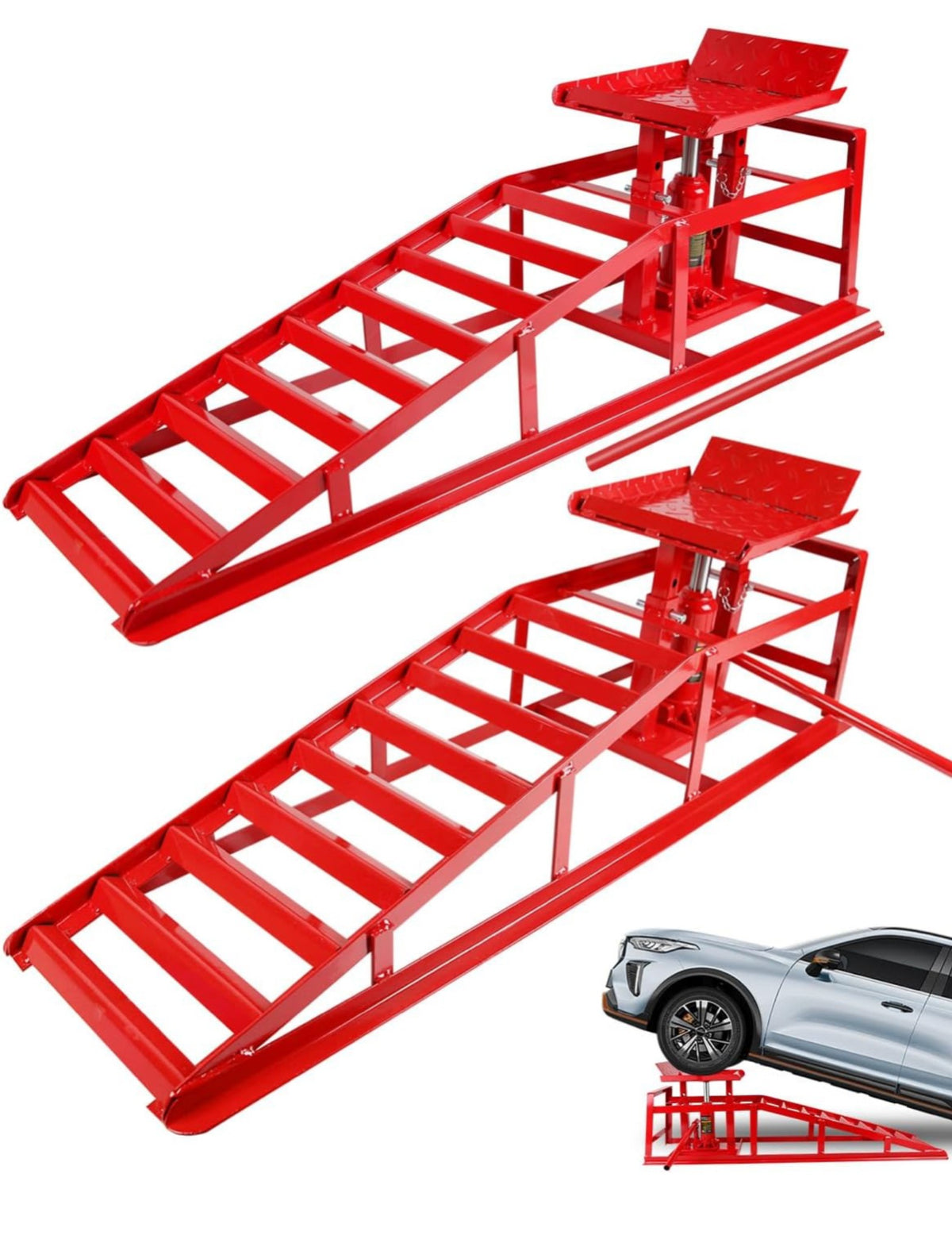 Hydraulic car ramp lift platform detail