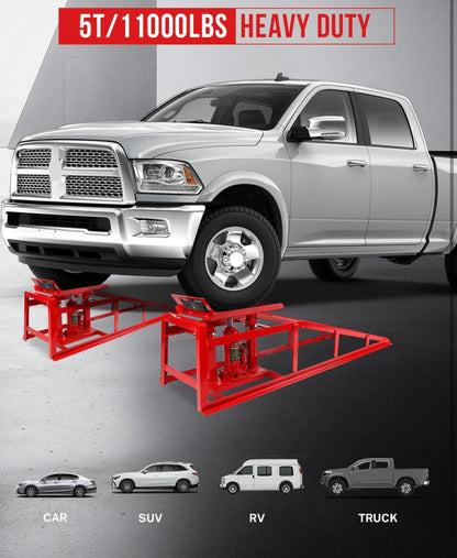 2-Pack Hydraulic Car Ramps – 5T High Lift (9–14.2 in)