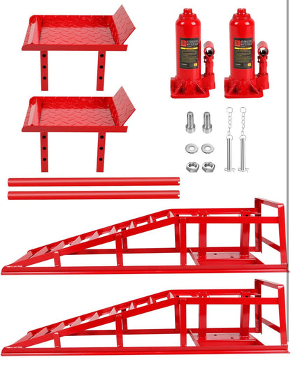 2-Pack Hydraulic Car Ramps – 5T High Lift (9–14.2 in)