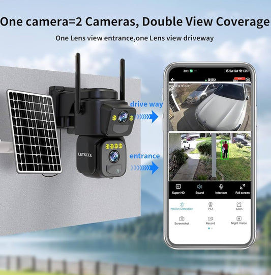 Dual Lens Outdoor Security Camera 2K WiFi Solar Powered product image 2