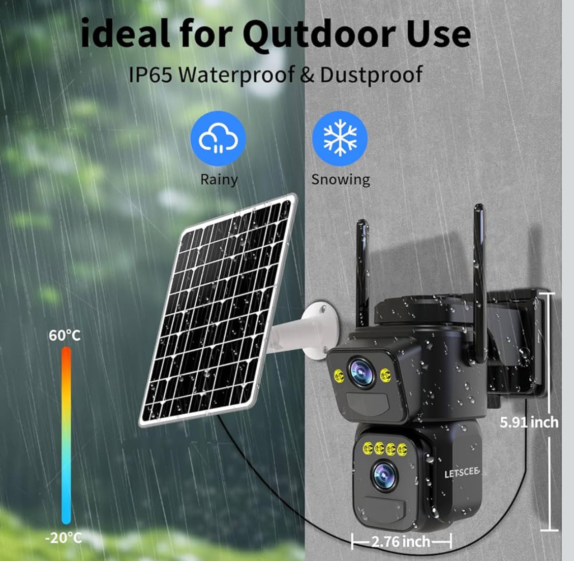 Dual Lens Outdoor Security Camera 2K WiFi Solar Powered product image 8