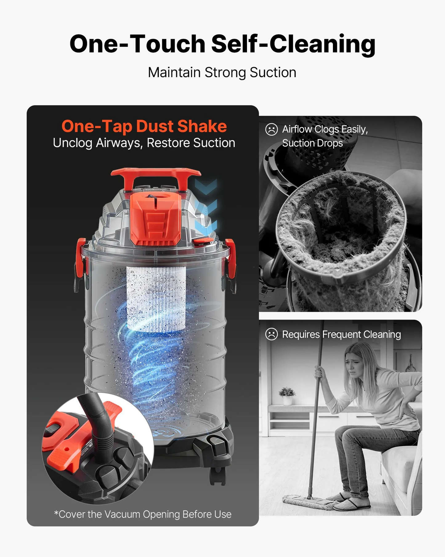 AS Equipment 8 gallon wet dry shop vacuum with metal tank and dual filter system