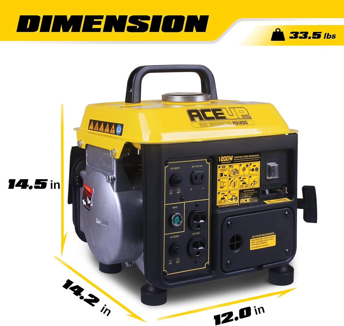 Aceup Energy AG1200 portable generator 1200 peak watts 900 running watts