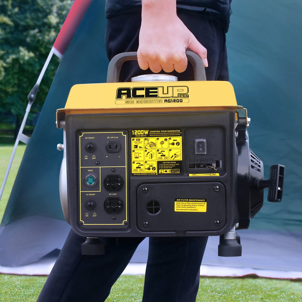 Aceup Energy AG1200 portable generator outlets and controls