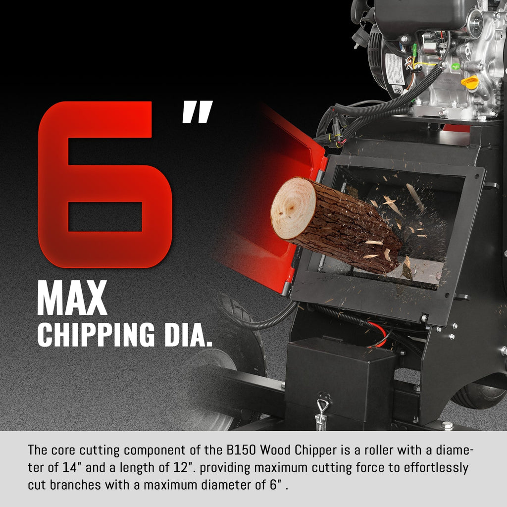 6 inch 420cc 15HP four-wheel drum wood chipper