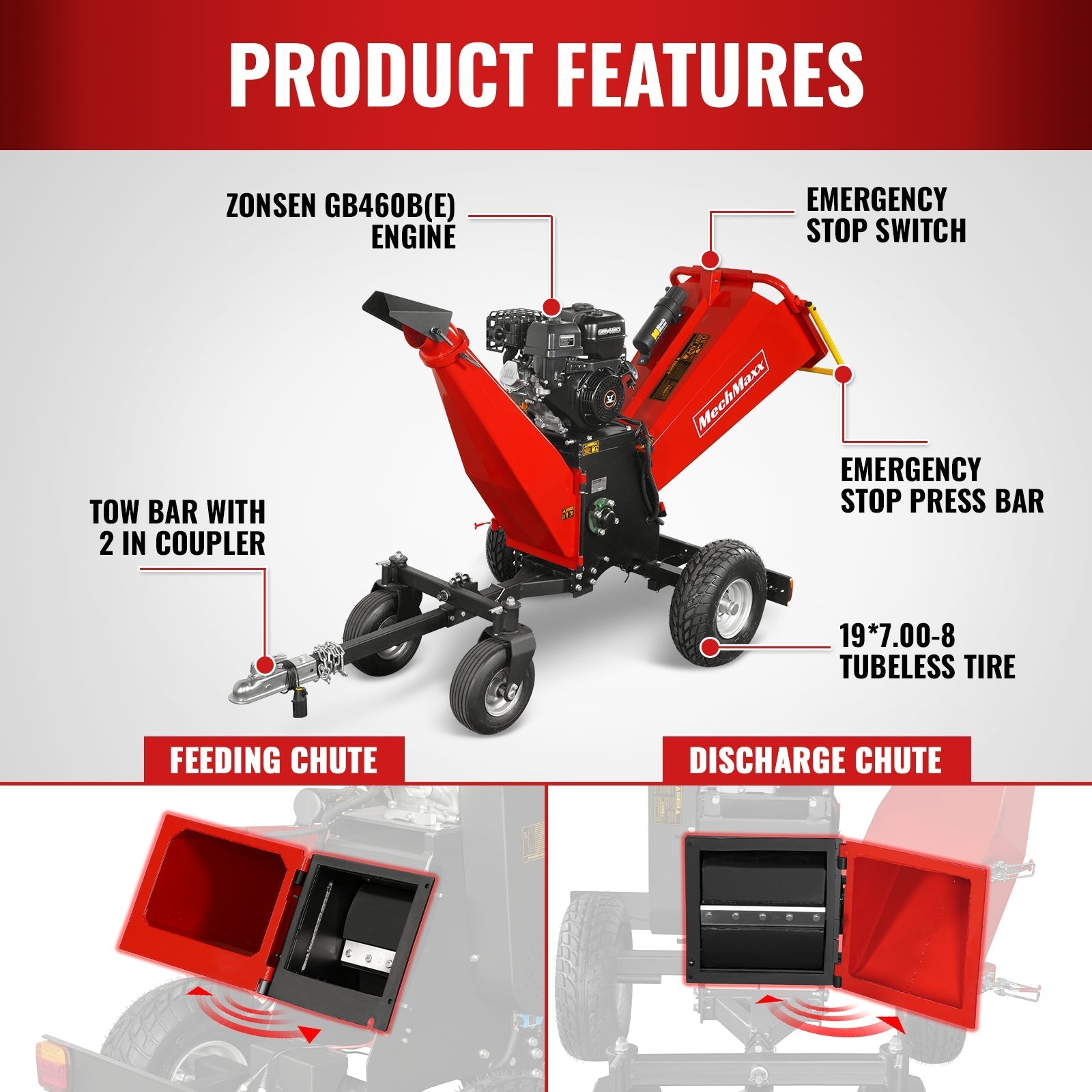 6 inch four-wheel drum wood chipper