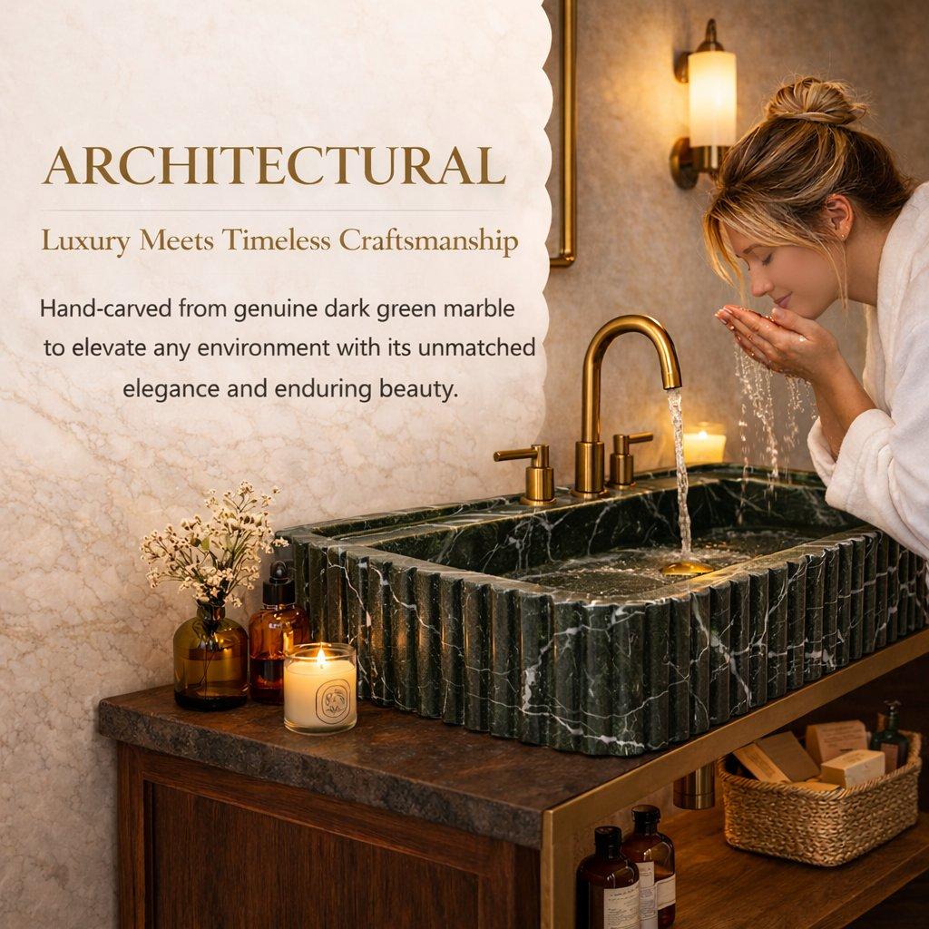Green Levanto Marble Vessel Sink — E-23