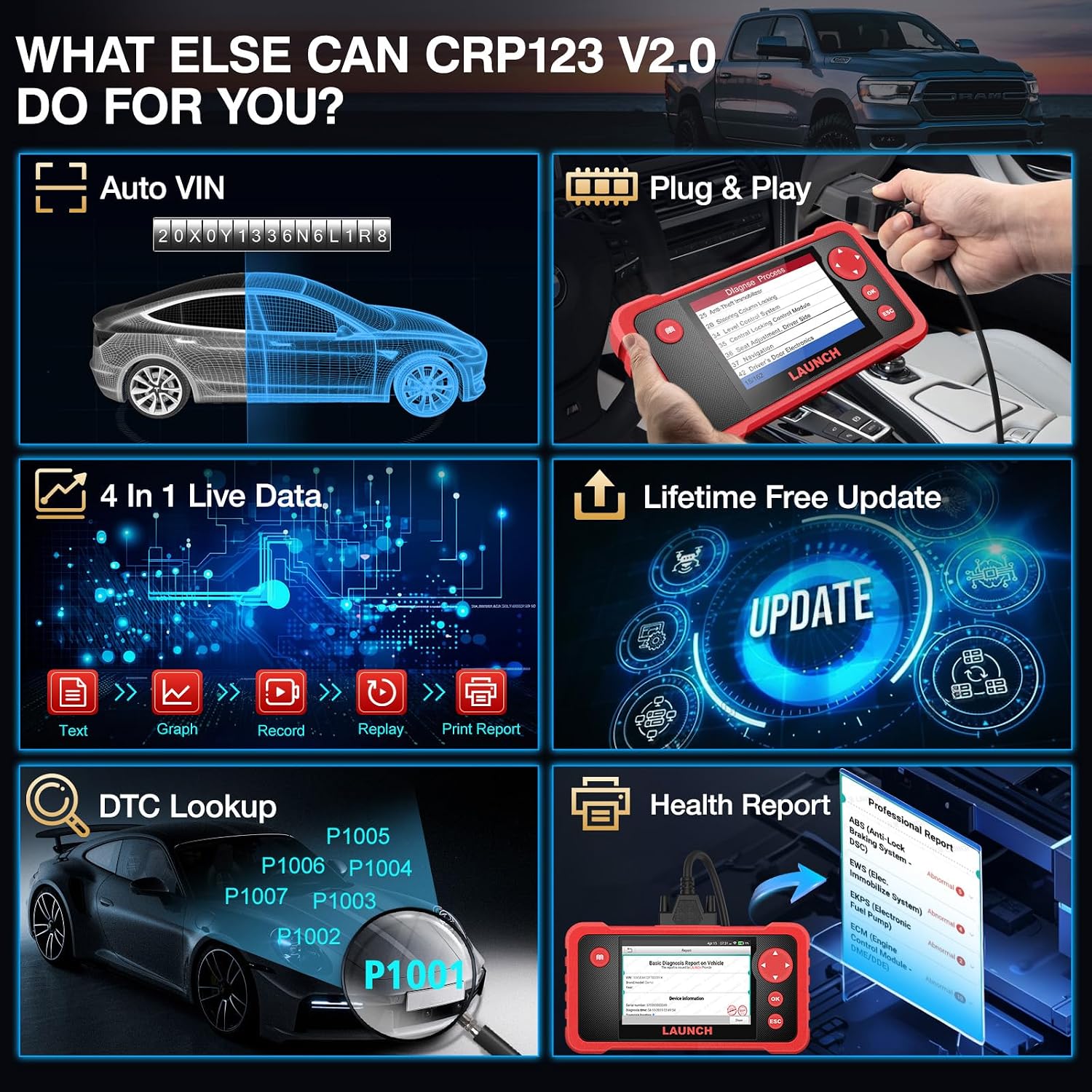 CRP123 V3.0 OBD2 scanner live data and diagnostic functions