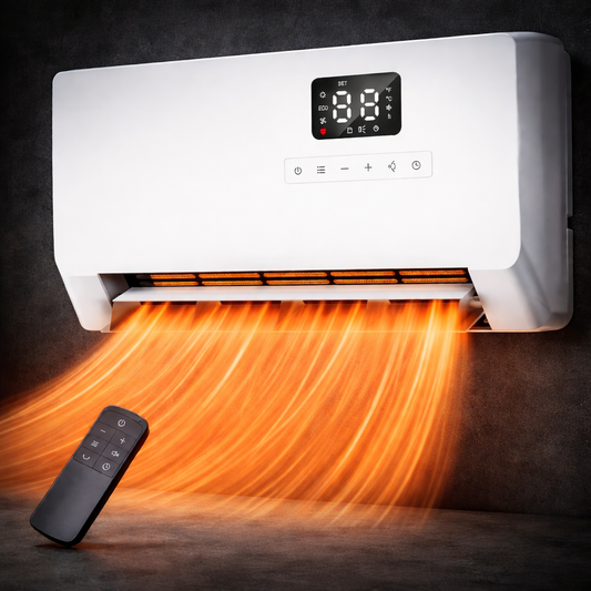 Wall-Mounted Electric Space Heater 1500W with ECO Thermostat, Remote Control, LED Display & Timer