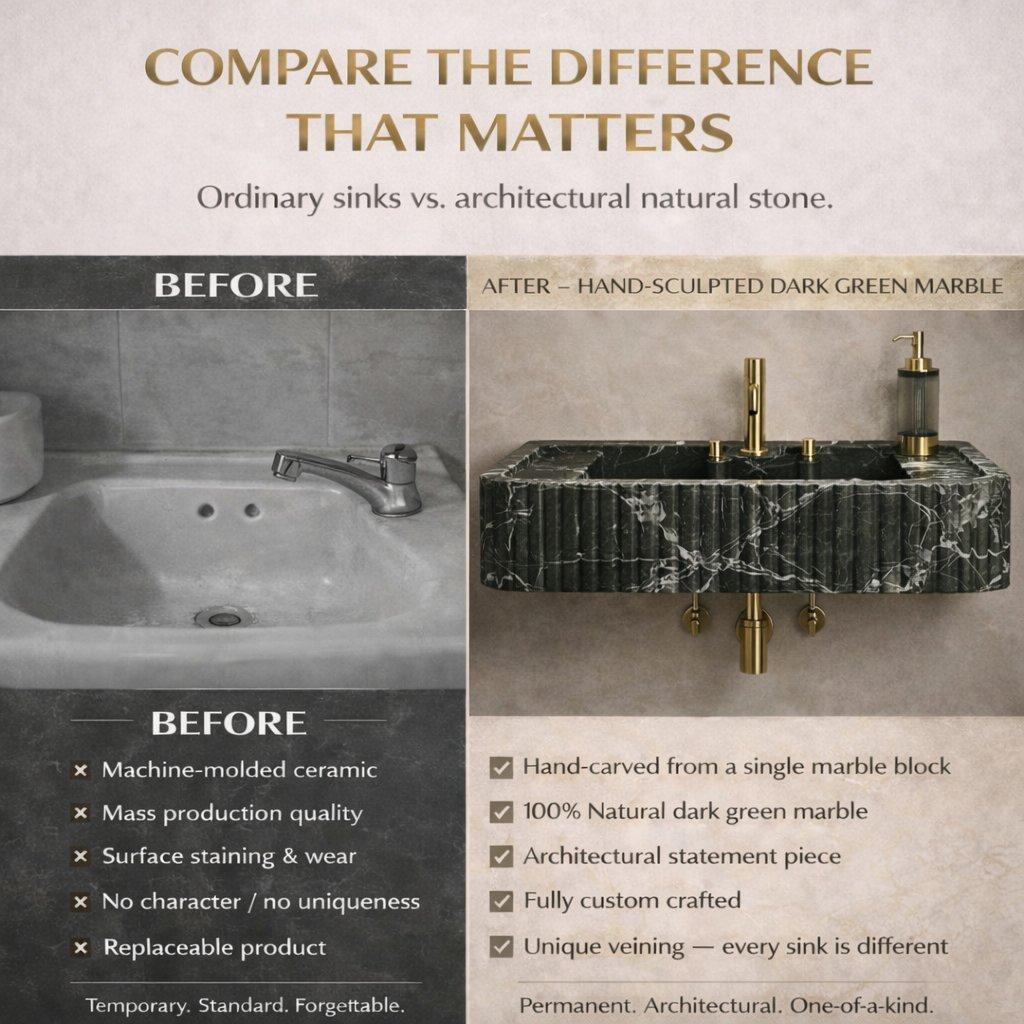 Green Levanto Marble Vessel Sink — E-23