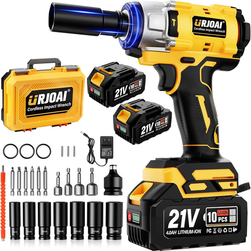 Cordless impact wrench kit with batteries, charger and accessories