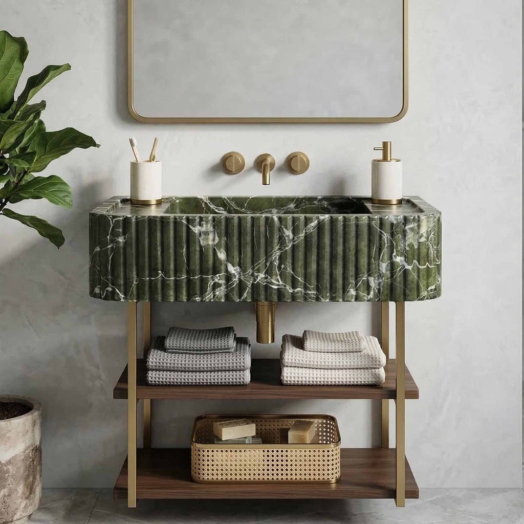 Green Levanto Marble Vessel Sink — E-23