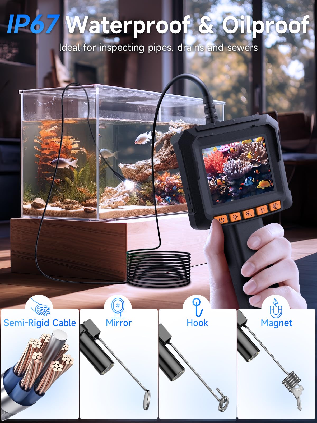 Moman EOS1 IP67 waterproof borescope with adjustable LED lights