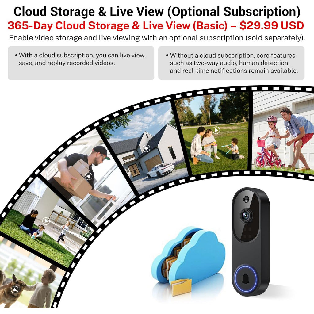 Orbitell M52 doorbell camera with infrared night vision and cloud storage