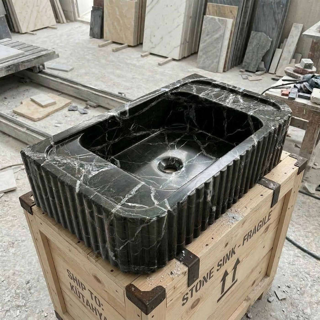Green Levanto Marble Vessel Sink — E-23