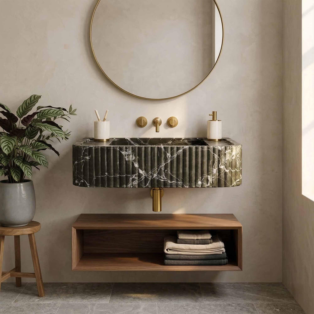 Green Levanto Marble Vessel Sink — E-23