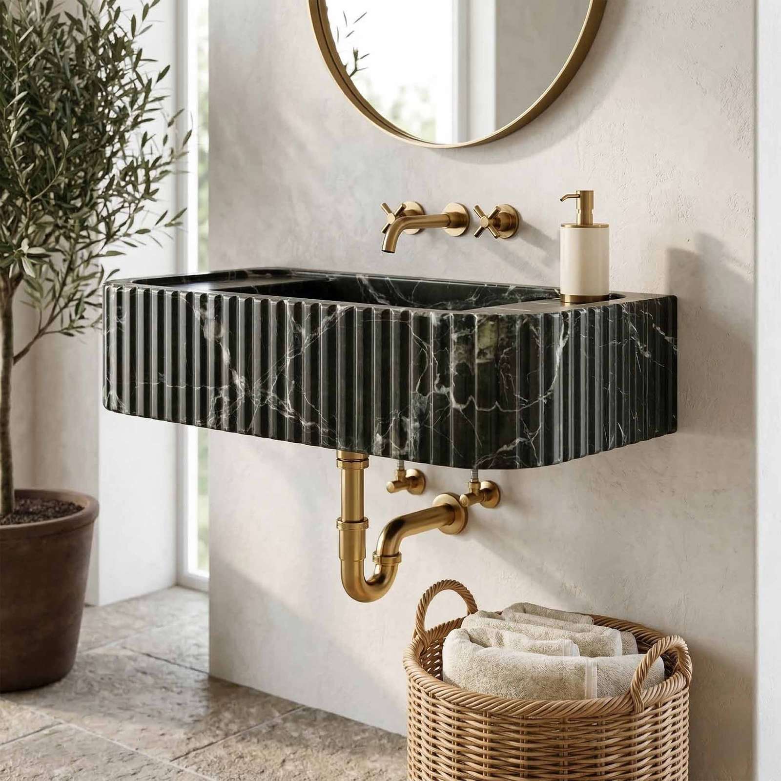 Green Levanto Marble Vessel Sink — E-23