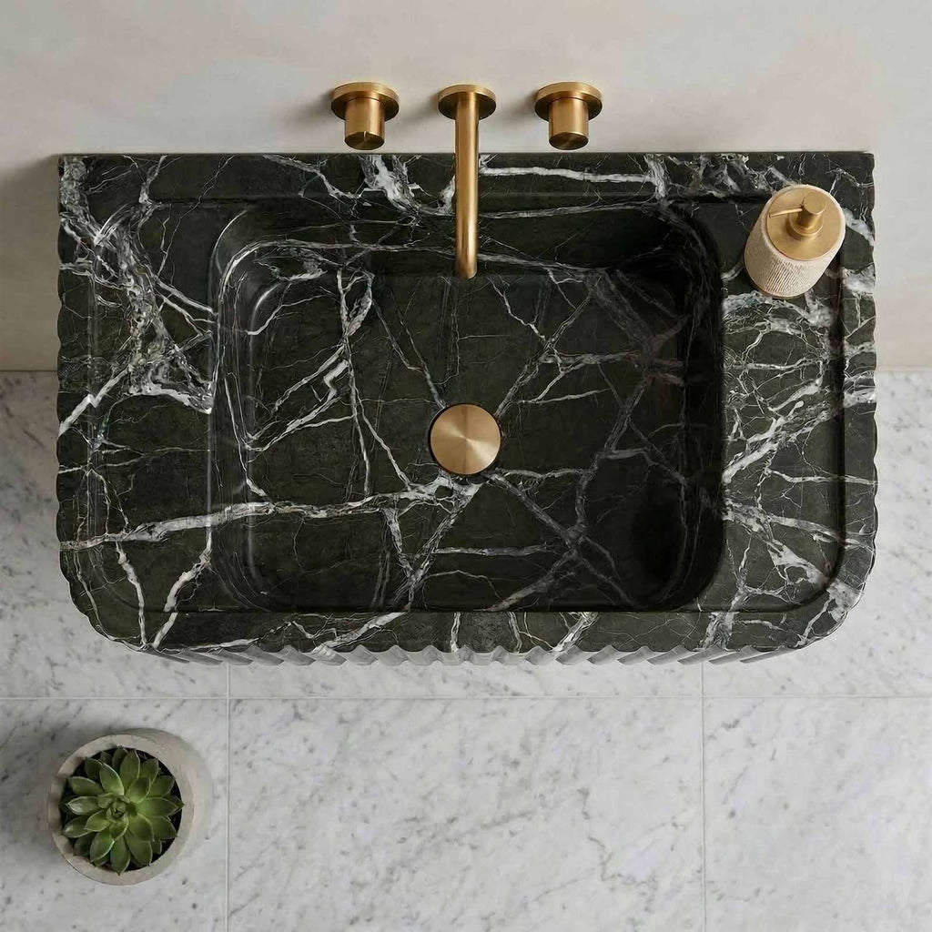 Green Levanto Marble Vessel Sink — E-23
