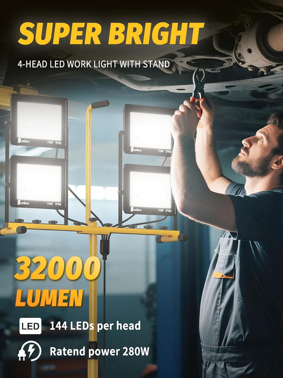 Szwbee 32000 lumen work light adjustable color temperatures 3000K 4000K 5000K 6000K