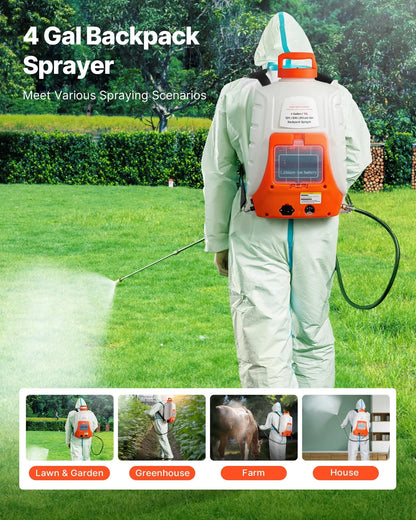 AS Equipment 4 gallon battery powered backpack sprayer with adjustable pressure and spray nozzles