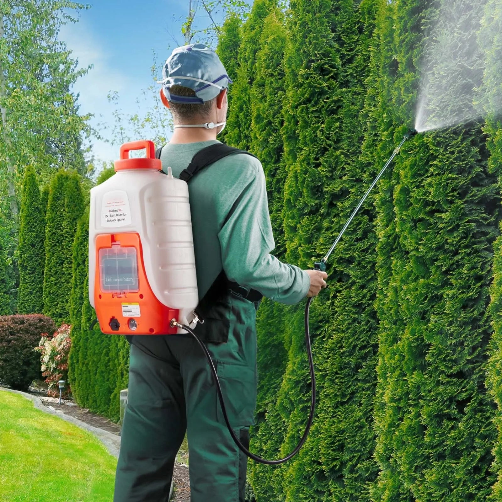 AS Equipment 4 gallon battery powered backpack sprayer with adjustable pressure and spray nozzles