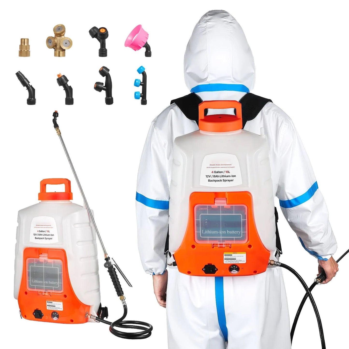 AS Equipment 4 gallon battery powered backpack sprayer with adjustable pressure and spray nozzles