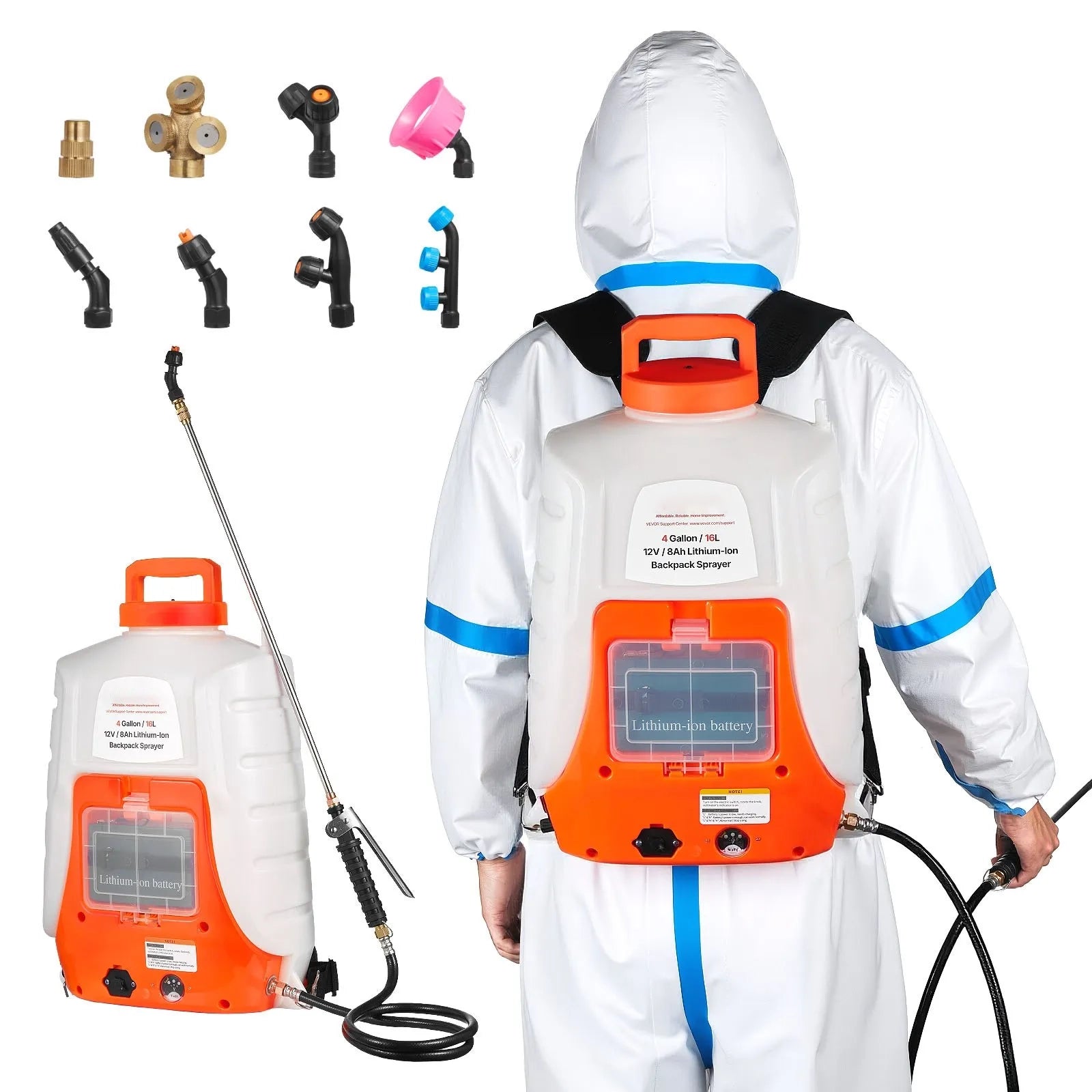 AS Equipment 4 gallon battery powered backpack sprayer with adjustable pressure and spray nozzles