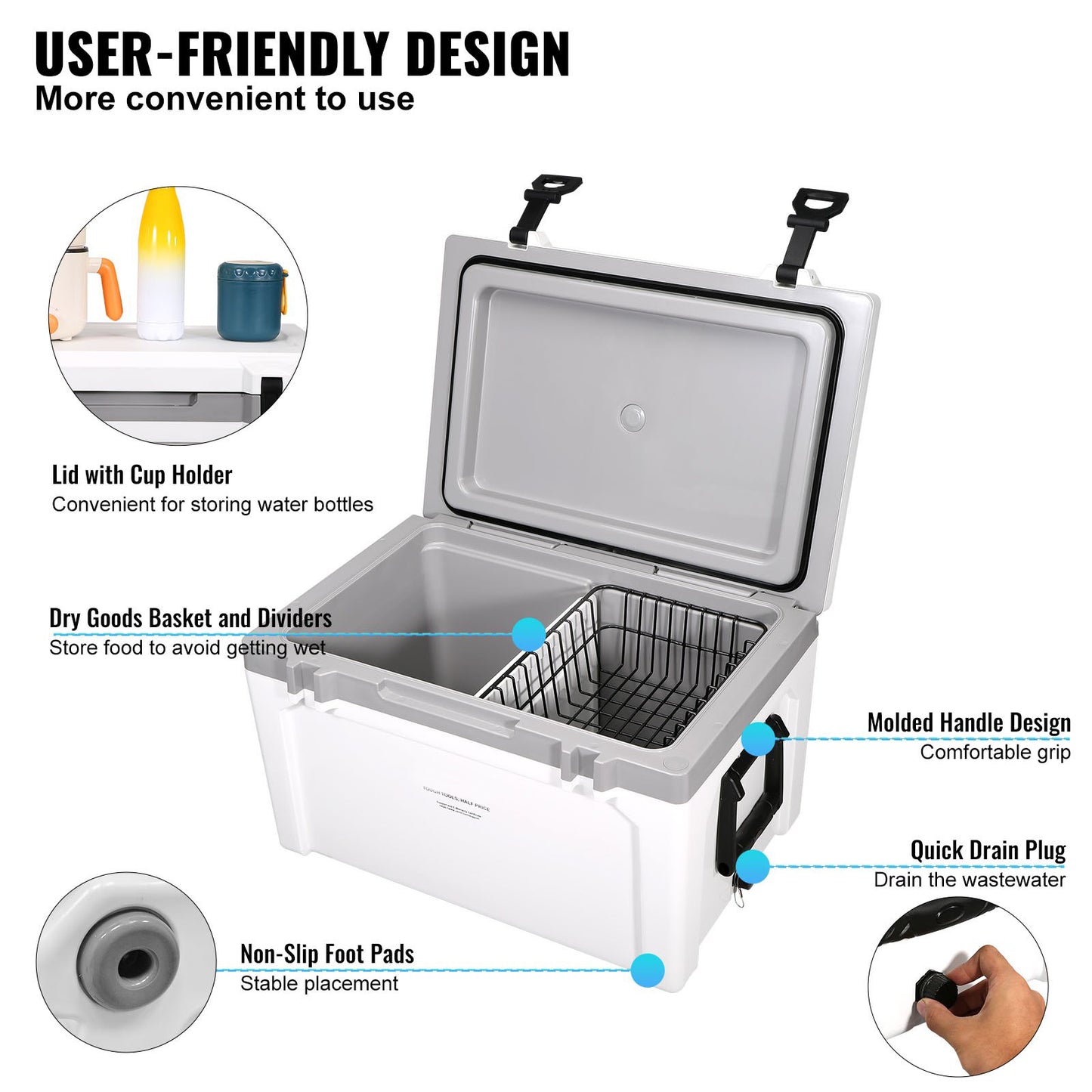 AS Equipment 52QT Hard Cooler Ice Chest with Handle