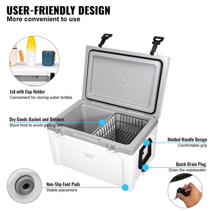 AS Equipment 52QT Hard Cooler Ice Chest with Handle