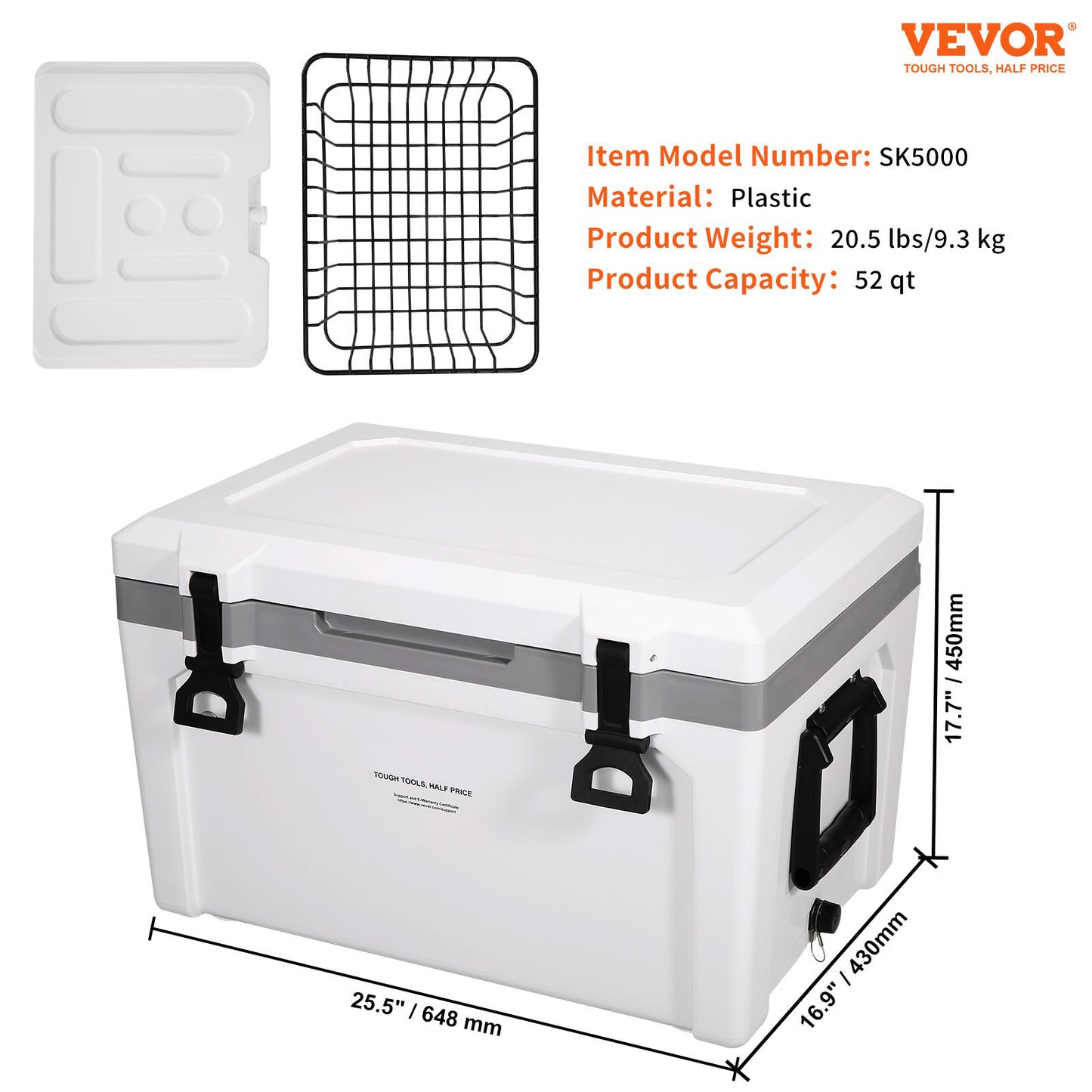 AS Equipment 52QT Hard Cooler Ice Chest with Handle