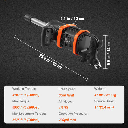 AS Equipment 1 Inch Air Impact Wrench 5175 ft-lbs