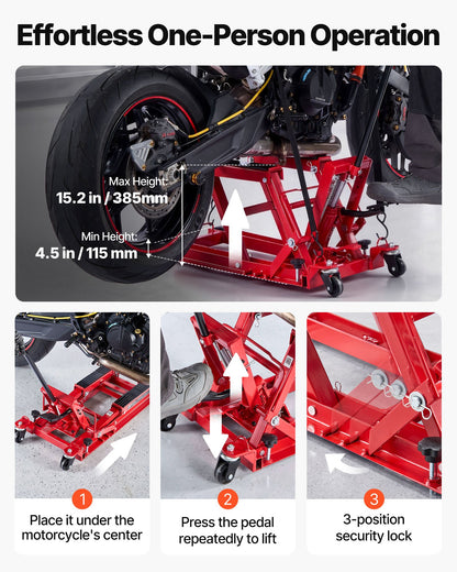 AS Equipment Hydraulic Motorcycle Lift Jack 1500lbs