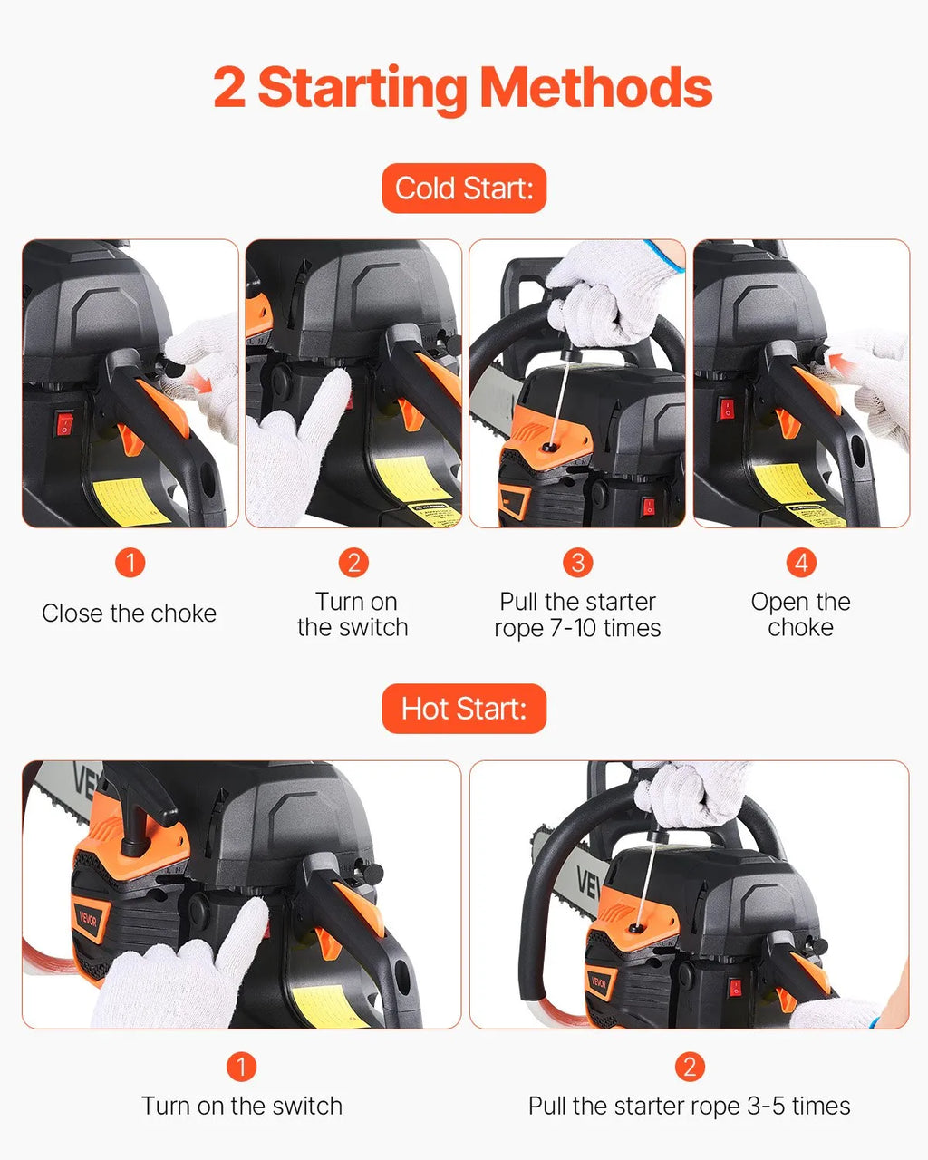 VEVOR 62cc gas chainsaw safety feature image