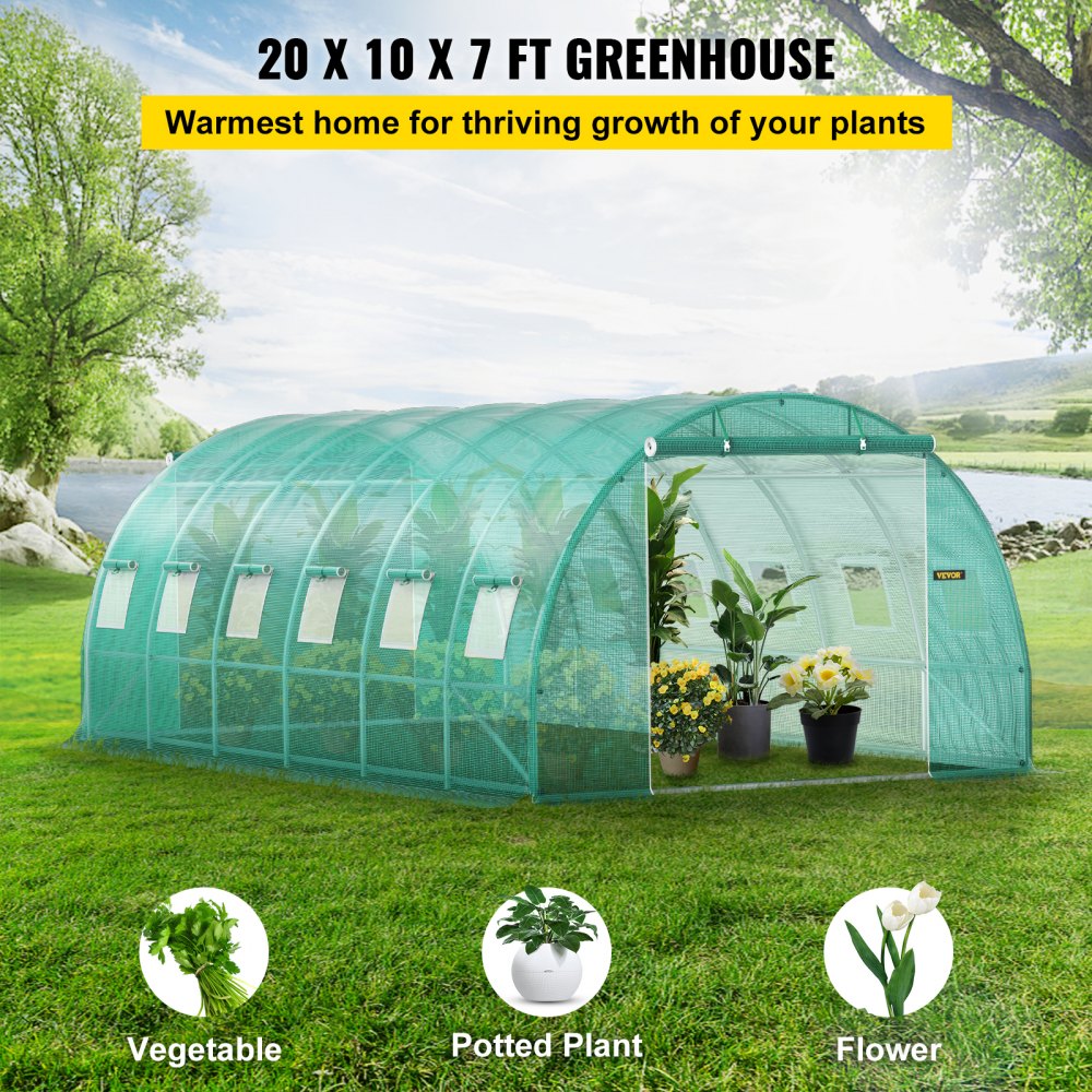 20 x 10 ft Walk-In Tunnel Greenhouse with Galvanized Frame product image 4