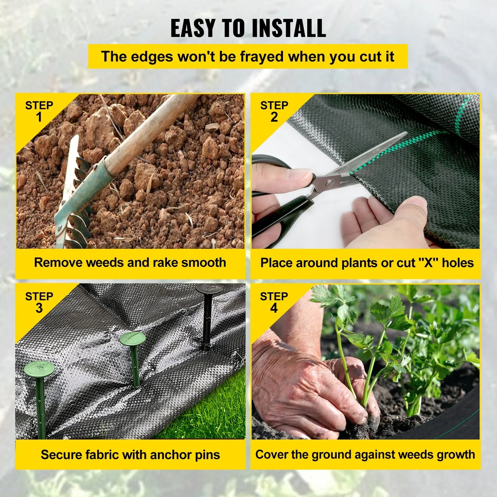 AS Equipment heavy duty weed barrier fabric roll 6ft x 300ft for garden landscaping