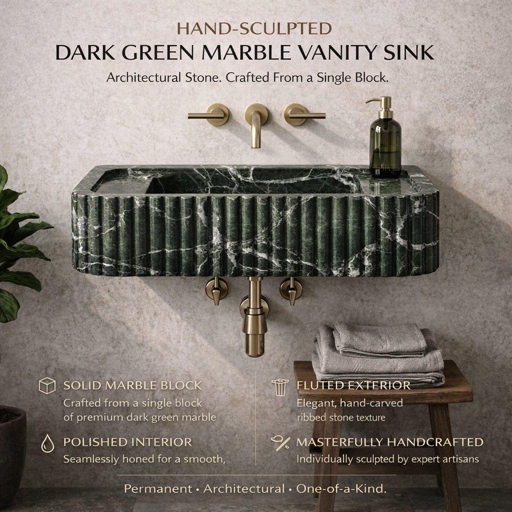 Green Levanto Marble Vessel Sink — E-23